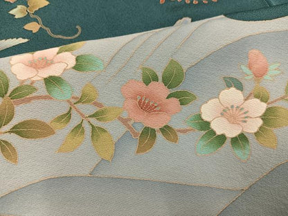 平和屋着物●友禅作家　北川聖水　訪問着　花鳥文　正絹　逸品　AABK3308ph