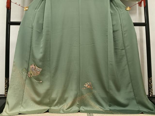 平和屋着物●訪問着　刺繍　花鼓文　暈し染め　金彩　ロング丈　正絹　逸品　AABK3310ph
