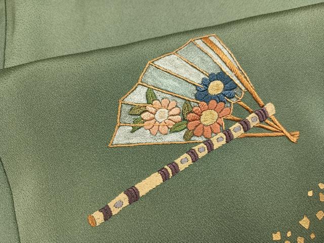 平和屋着物●訪問着　刺繍　花鼓文　暈し染め　金彩　ロング丈　正絹　逸品　AABK3310ph