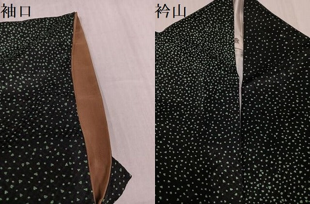 平和屋着物●上質な小紋　霞文　黒地　正絹　逸品　AABK3312ph