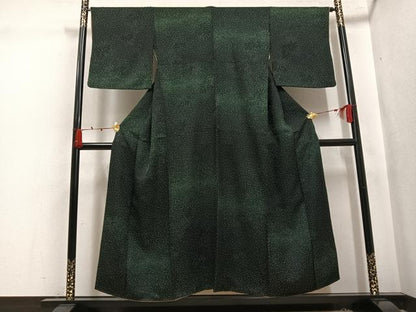 平和屋着物●上質な小紋　霞文　黒地　正絹　逸品　AABK3312ph