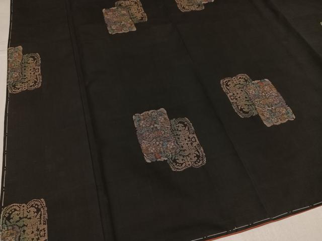 平和屋着物●本場大島紬　9マルキ　地空き　色紙花文　正絹　逸品　未使用　AABK3313ph