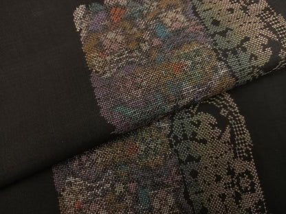 平和屋着物●本場大島紬　9マルキ　地空き　色紙花文　正絹　逸品　未使用　AABK3313ph