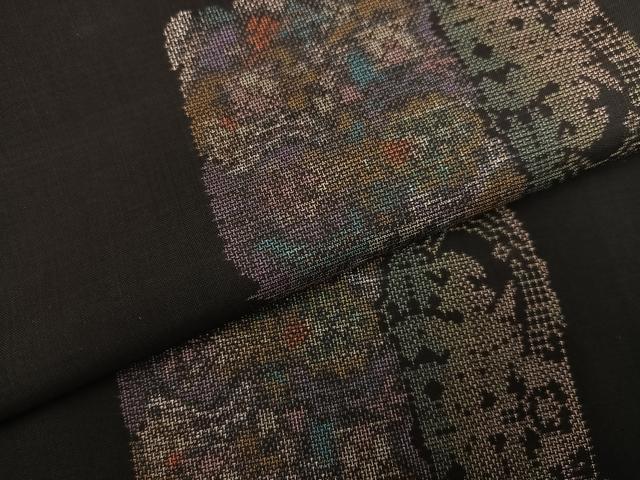 平和屋着物●本場大島紬　9マルキ　地空き　色紙花文　正絹　逸品　未使用　AABK3313ph