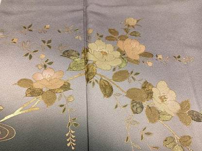平和屋着物●訪問着　螺鈿　流水草花文　暈し染め　金彩　正絹　逸品　AABK3314ph