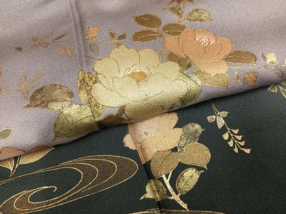 平和屋着物●訪問着　螺鈿　流水草花文　暈し染め　金彩　正絹　逸品　AABK3314ph