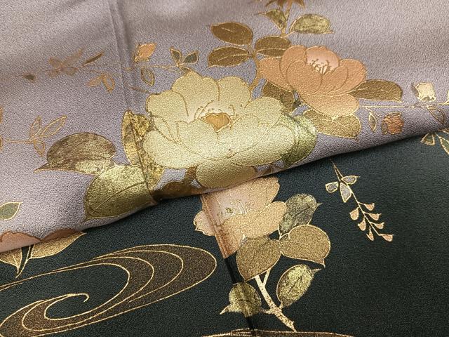 平和屋着物●訪問着　螺鈿　流水草花文　暈し染め　金彩　正絹　逸品　AABK3314ph