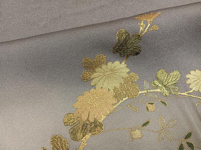 平和屋着物●訪問着　螺鈿　流水草花文　暈し染め　金彩　正絹　逸品　AABK3314ph