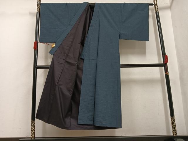 平和屋着物●男性　紬　格子　正絹　逸品　AABK3316ph