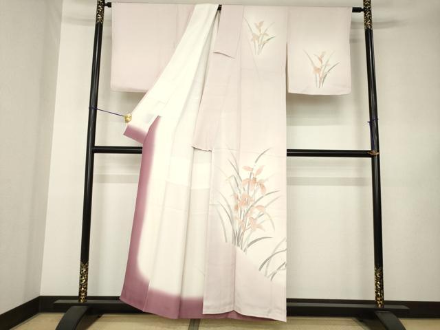 平和屋着物●訪問着　刺繍　草葉文　暈し染め　正絹　逸品　AABK3324ck