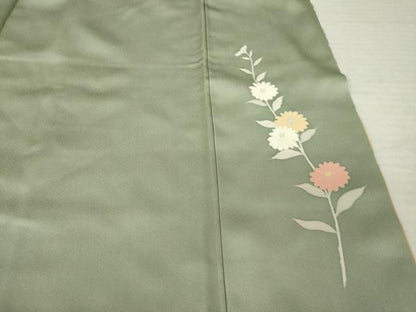 平和屋着物●訪問着　駒刺繍　草花文　暈し染め　金彩　正絹　逸品　AABK3326ck