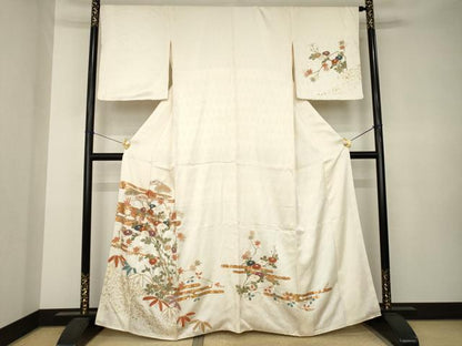 平和屋着物●訪問着　エ霞花文　金彩　正絹　逸品　AABK3328ck