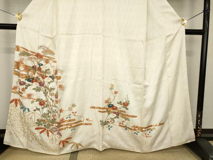 平和屋着物●訪問着　エ霞花文　金彩　正絹　逸品　AABK3328ck