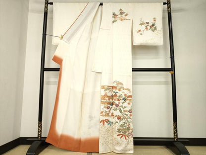 平和屋着物●訪問着　エ霞花文　金彩　正絹　逸品　AABK3328ck