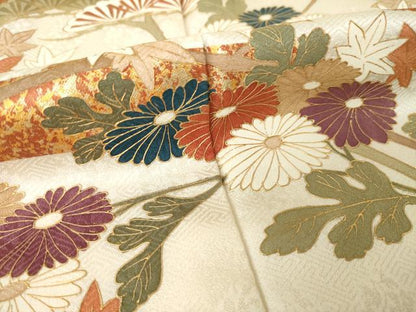 平和屋着物●訪問着　エ霞花文　金彩　正絹　逸品　AABK3328ck