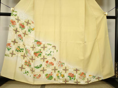 平和屋着物●訪問着　刺繍　花丸天井文　　正絹　逸品　AABK3329ck