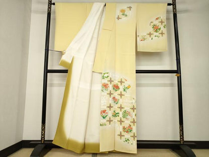 平和屋着物●訪問着　刺繍　花丸天井文　　正絹　逸品　AABK3329ck
