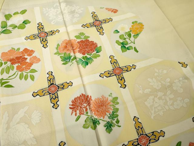 平和屋着物●訪問着　刺繍　花丸天井文　　正絹　逸品　AABK3329ck