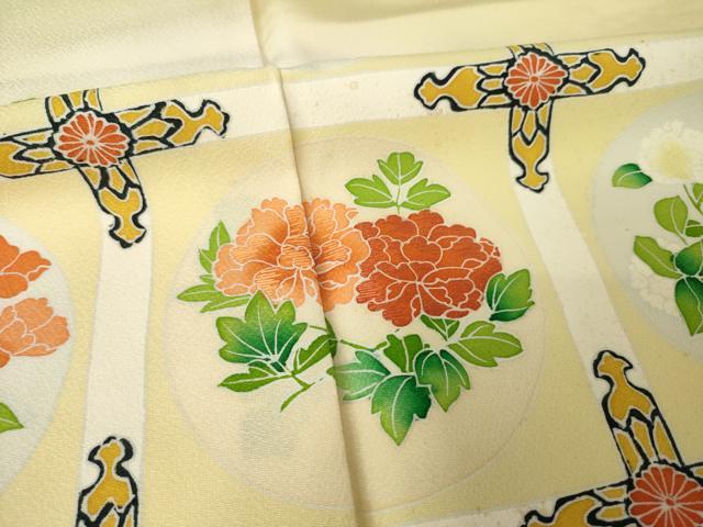 平和屋着物●訪問着　刺繍　花丸天井文　　正絹　逸品　AABK3329ck