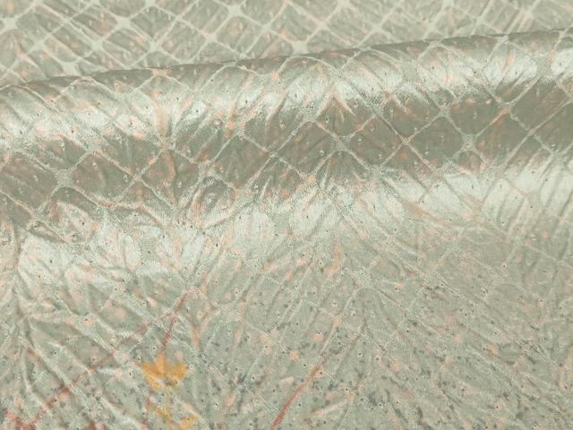平和屋着物●訪問着　杢目絞り　草花文　正絹　逸品　AABK3331ck