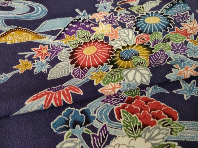 平和屋着物●上質な小紋　型染め　流水花文　正絹　逸品　AABK3332ck