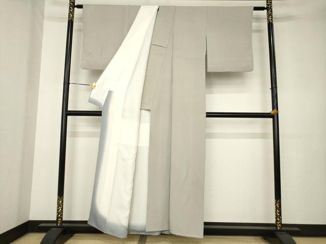 平和屋着物●上質な色無地　茶鼠色　正絹　逸品　AABK3335ck