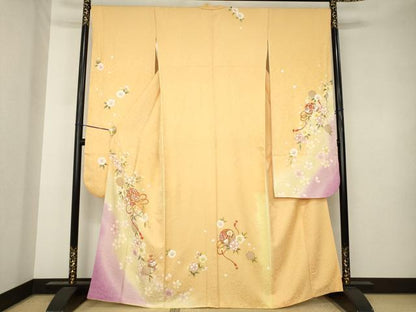 平和屋着物●豪華振袖　花毬文　暈し染め　正絹　逸品　AABK3337ck