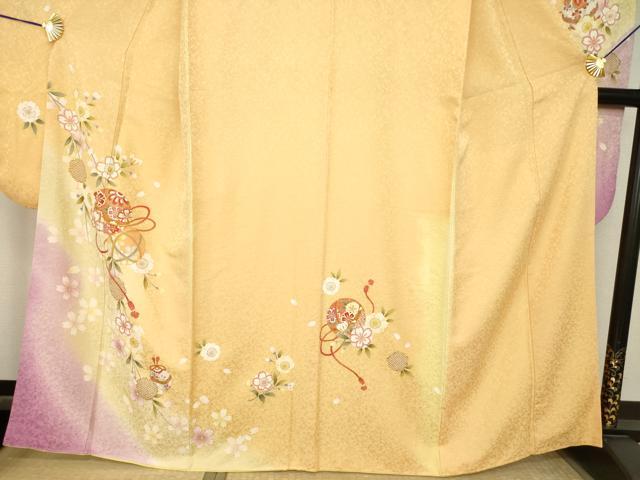 平和屋着物●豪華振袖　花毬文　暈し染め　正絹　逸品　AABK3337ck