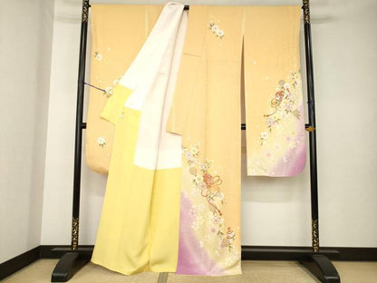 平和屋着物●豪華振袖　花毬文　暈し染め　正絹　逸品　AABK3337ck