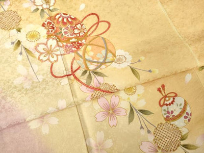 平和屋着物●豪華振袖　花毬文　暈し染め　正絹　逸品　AABK3337ck
