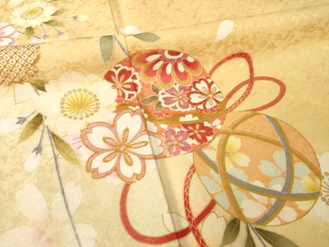 平和屋着物●豪華振袖　花毬文　暈し染め　正絹　逸品　AABK3337ck
