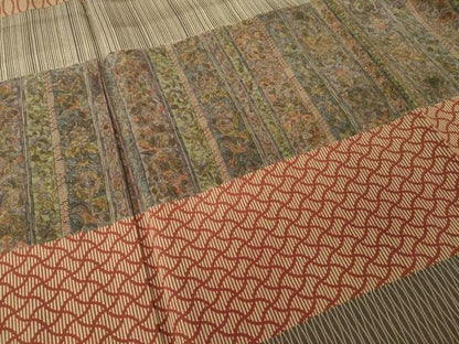 平和屋着物●訪問着　作家物　横段更紗文　正絹　逸品　AABK3338ck