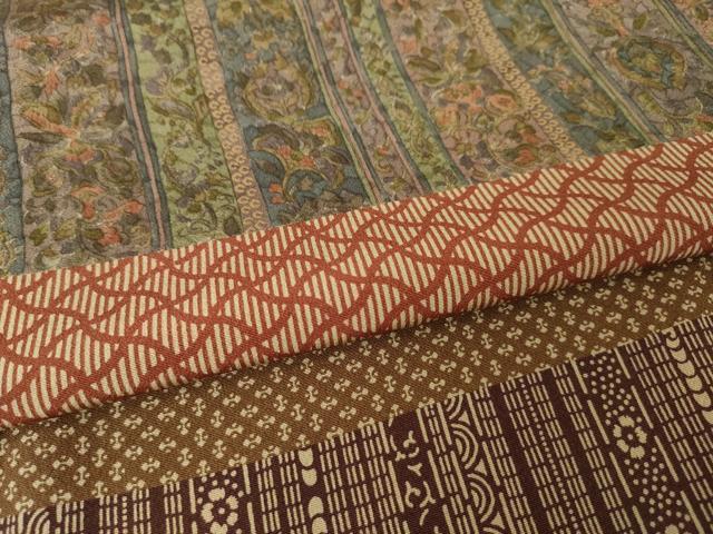 平和屋着物●訪問着　作家物　横段更紗文　正絹　逸品　AABK3338ck