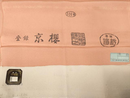 平和屋着物●訪問着　駒刺繍　花車文　暈し染め　金彩　反端付き　正絹　逸品　AABK3341ck