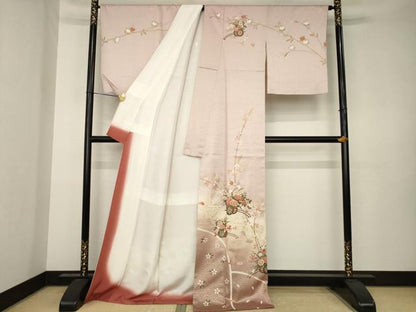 平和屋着物●訪問着　花車文　金彩　ロング丈　正絹　逸品　AABK3345ck