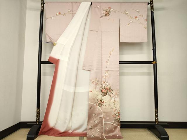 平和屋着物●訪問着　花車文　金彩　ロング丈　正絹　逸品　AABK3345ck