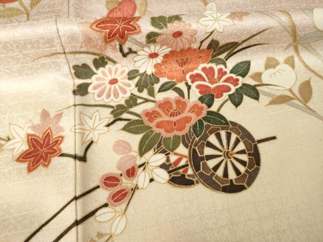 平和屋着物●訪問着　花車文　金彩　ロング丈　正絹　逸品　AABK3345ck