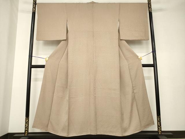 平和屋着物●上質な色無地　霞地紋　胡桃染色　正絹　逸品　AABK3347ck