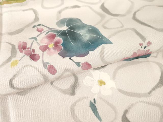 平和屋着物●訪問着　石畳花文　正絹　逸品　AABK3349ck