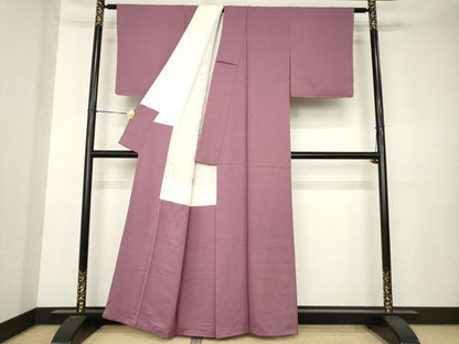 平和屋着物●上質な色無地　紋意匠　浅蘇芳色　正絹　逸品　AABK3353ck