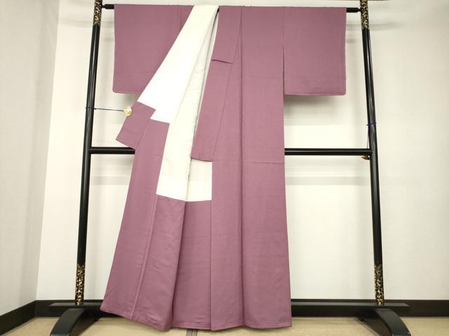 平和屋着物●上質な色無地　紋意匠　浅蘇芳色　正絹　逸品　AABK3353ck