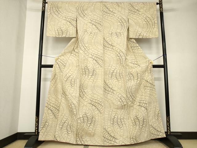 平和屋着物●上質な紬　流水文　正絹　逸品　AABK3358ck