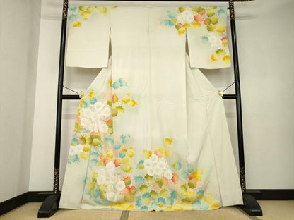 平和屋着物●訪問着　舞花文　暈し染め　金彩　正絹　逸品　AABK3359ck