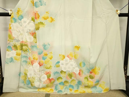 平和屋着物●訪問着　舞花文　暈し染め　金彩　正絹　逸品　AABK3359ck