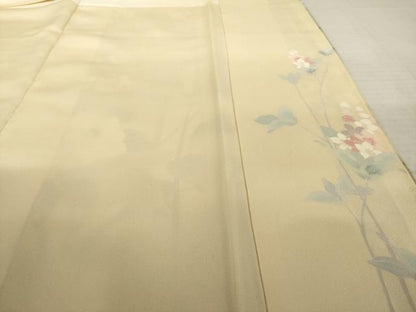 平和屋着物●訪問着　駒刺繍　枝花文　暈し染め　金彩　正絹　逸品　AABK3361ck