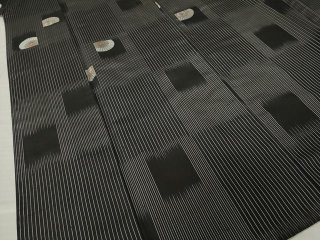平和屋着物●上質な紬　番傘　黒地　胴抜き仕立て　正絹　逸品　AABK3365ck