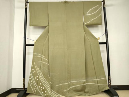 平和屋着物●訪問着　絞り　立波文　金彩　正絹　逸品　AABK3366ck