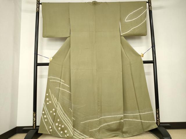 平和屋着物●訪問着　絞り　立波文　金彩　正絹　逸品　AABK3366ck
