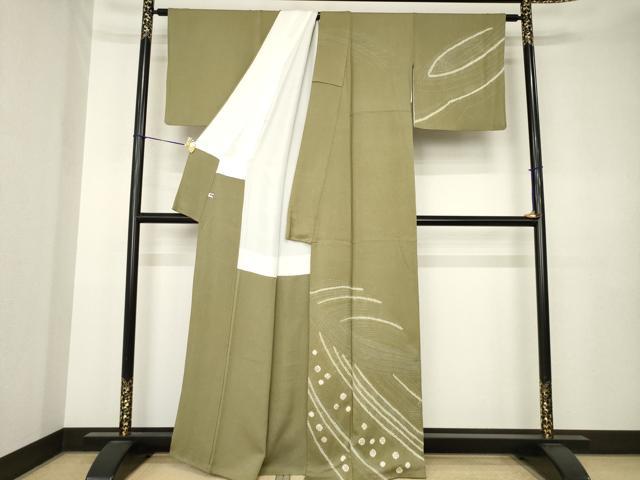 平和屋着物●訪問着　絞り　立波文　金彩　正絹　逸品　AABK3366ck
