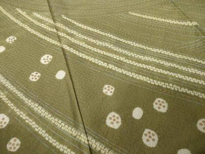 平和屋着物●訪問着　絞り　立波文　金彩　正絹　逸品　AABK3366ck